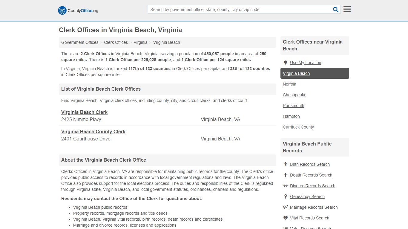 Clerk Offices - Virginia Beach, VA (County & Court Records)